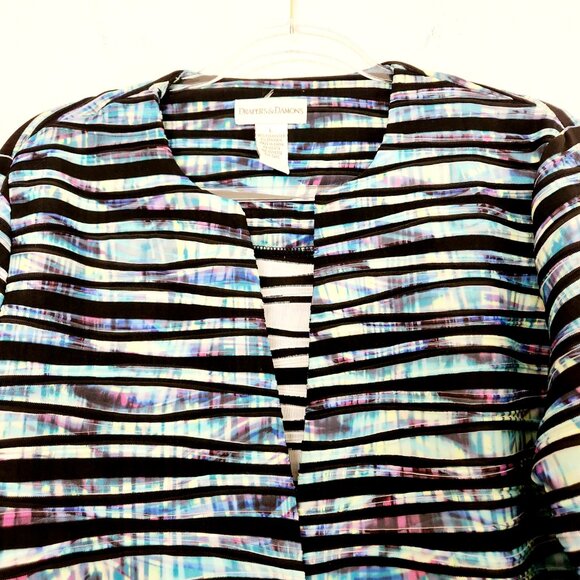 Drapers and Damons Womens Jacket One Button Size Large Stripe Polyester Spandex - Picture 2 of 11